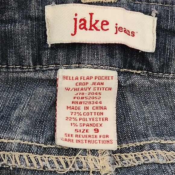 Jake Jeans Dark Blue Bella Flap Pockets Cropped Jeans 9 Juniors Lightweight Soft - Picture 3 of 4